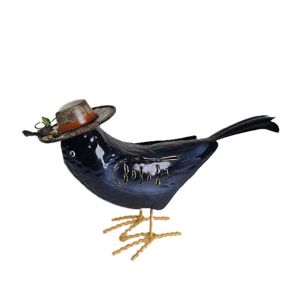 Metal Witch and Bird Bobble Head Figurines On Springs Farmhouse Halloween Fall - Picture 9 of 15